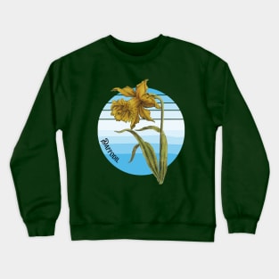 Vintage Botanical Flower Illustration Spring Daffodil Crewneck Sweatshirt